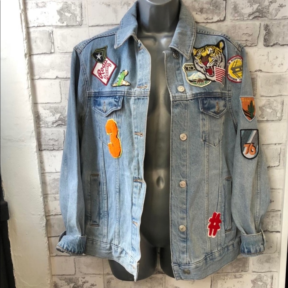 Jacket with patches | moto jean jacket | TopShop Jacket | Denim Jacket
